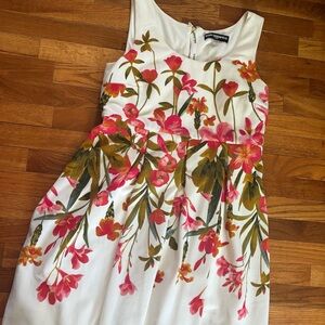 Karl Lagerfeld White and Red Sleeveless A-Line Midi Dress
